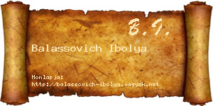 Balassovich Ibolya névjegykártya